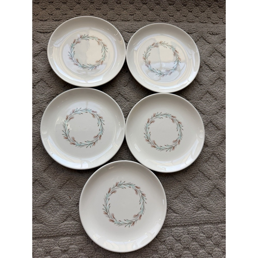Vintage TS & T Taylor Smith Fortune Bread Plate Leaf Wreath Set Of 5
